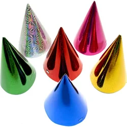 Karnevalový klobúk 6ks 16cm hologram mix ME120