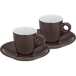 KELA 2dílná sada šálků s podšálky na espresso MATTIA, 50 ml, hnědá