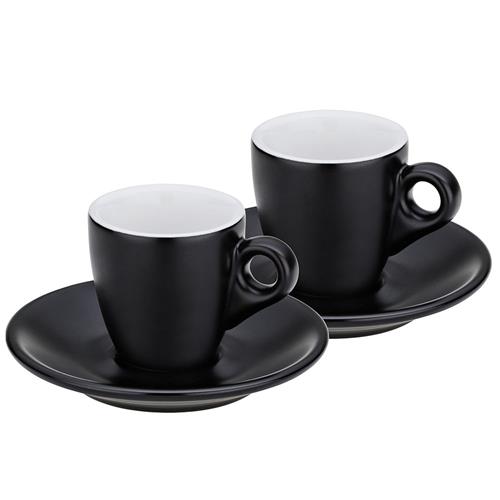 KELA Hrnek na espresso s podšálkem sada 4 ks MATTIA černá 