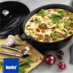 KELA Pekáč litinový s poklicí oválný CALIDO 33 x 26 cm, černá 
