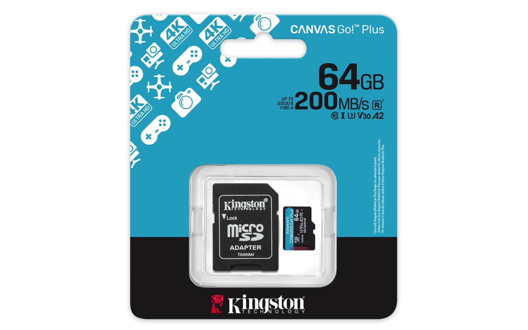 KINGSTON microSDXC 64GB Canvas Go Plus + SD adaptér