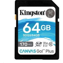 KINGSTON SDXC 64GB Canvas Go! Plus UHS-I U3 V30 s rýchlosťou až 170 MB/s