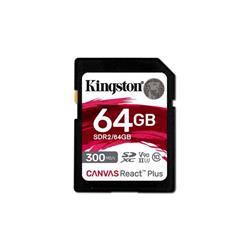 KINGSTON SDXC 64GB Canvas React Plus UHS-II V90 (čtení/zápis: 300/260MB/s)