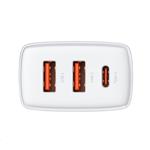 Kompaktný rýchlonabíjací adaptér Baseus 2x USB-A, 1x USB-C 30W biely