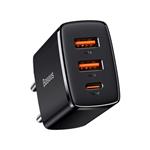 Kompaktný rýchlonabíjací adaptér Baseus 2x USB-A, 1x USB-C 30W čierny