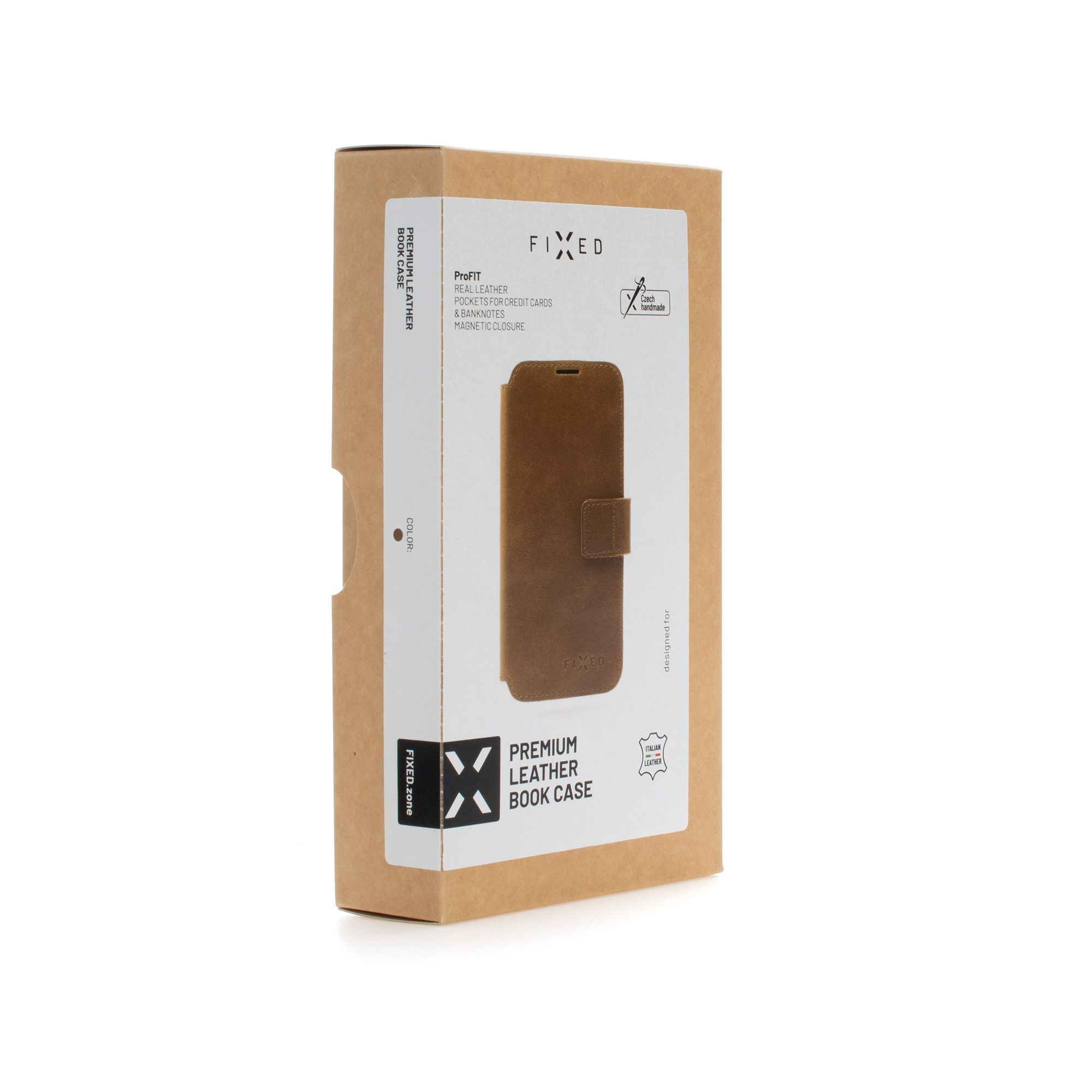 Kožené puzdro typu kniha FIXED ProFit pre Apple iPhone 12 Pro Max, hnedé