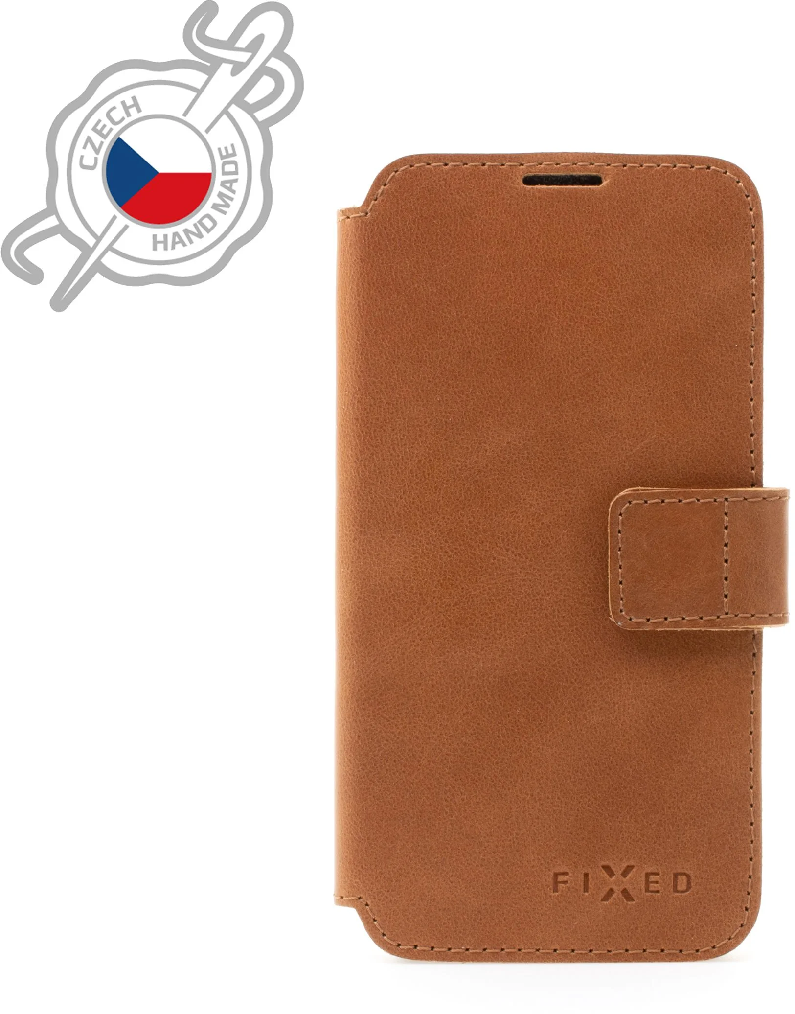 Kožené puzdro typu kniha FIXED ProFit pre Apple iPhone 13 Pro, hnedé