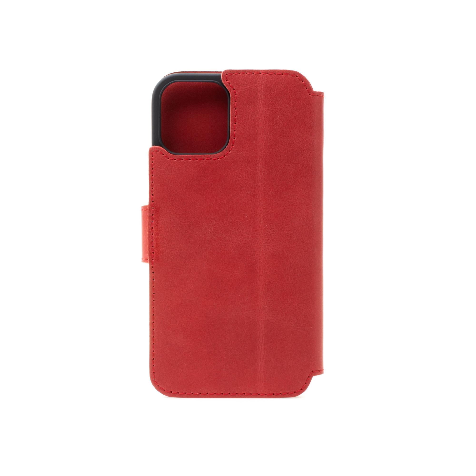 Kožené puzdro typu kniha FIXED ProFit pre Apple iPhone 14 Pro, červené