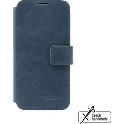 Kožené puzdro typu kniha FIXED ProFit pre Apple iPhone 16, modré