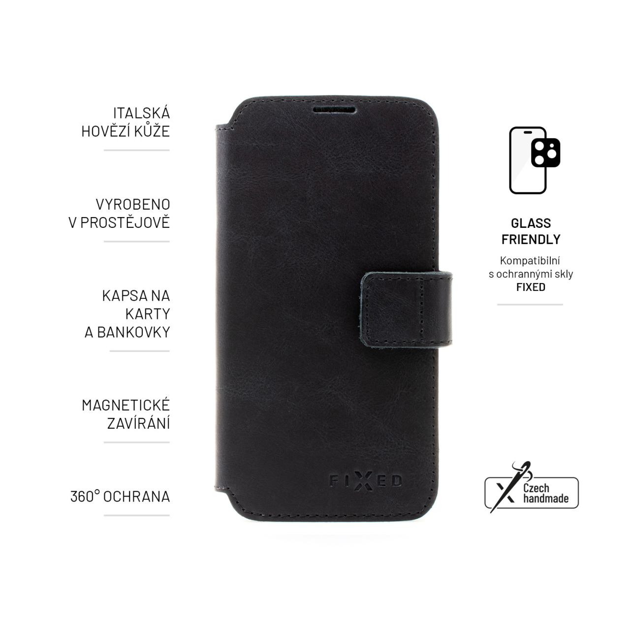 Kožené puzdro typu kniha FIXED ProFit pre Samsung Galaxy A36 5G, čierne