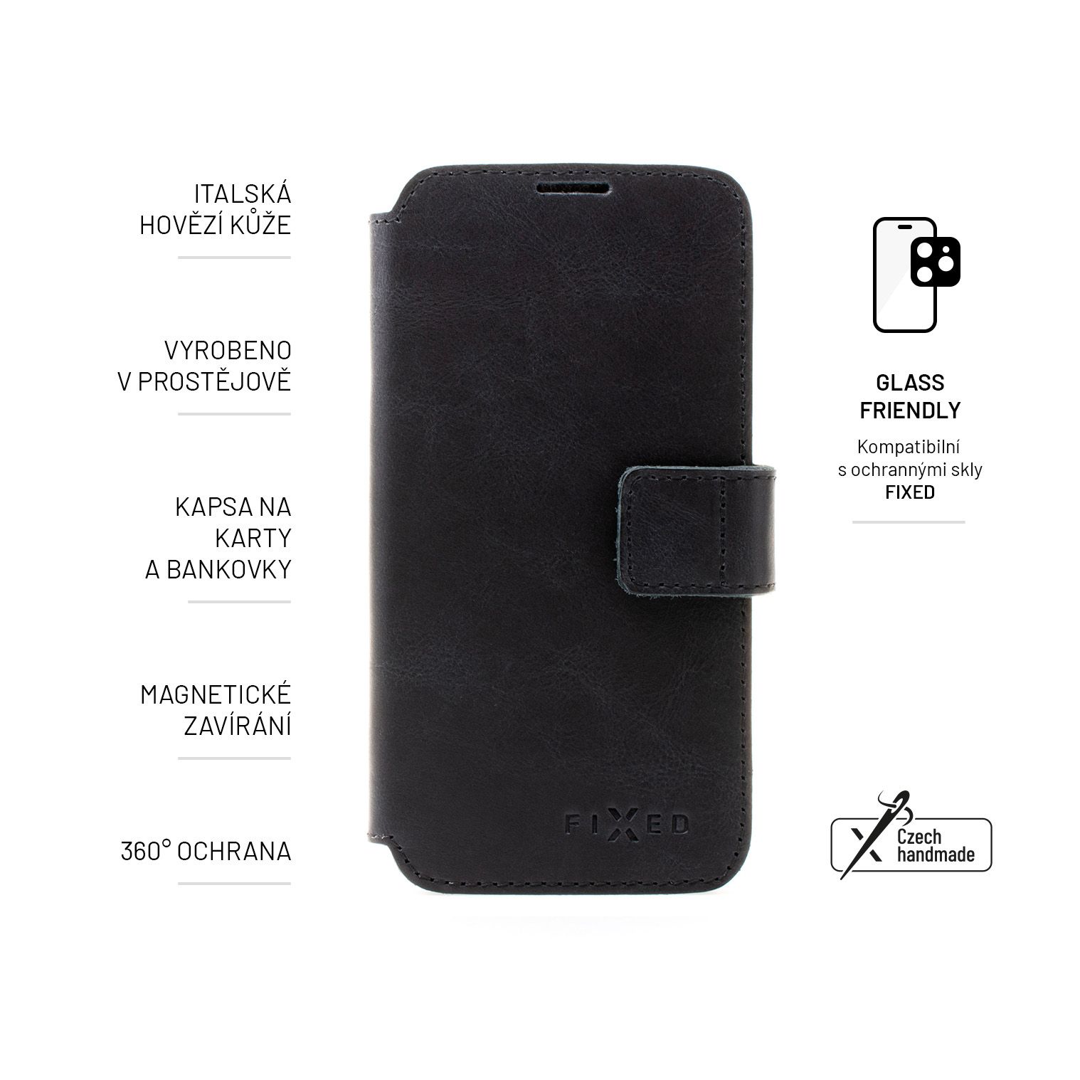 Kožené puzdro typu kniha FIXED ProFit pre Samsung Galaxy A53 5G, čierne