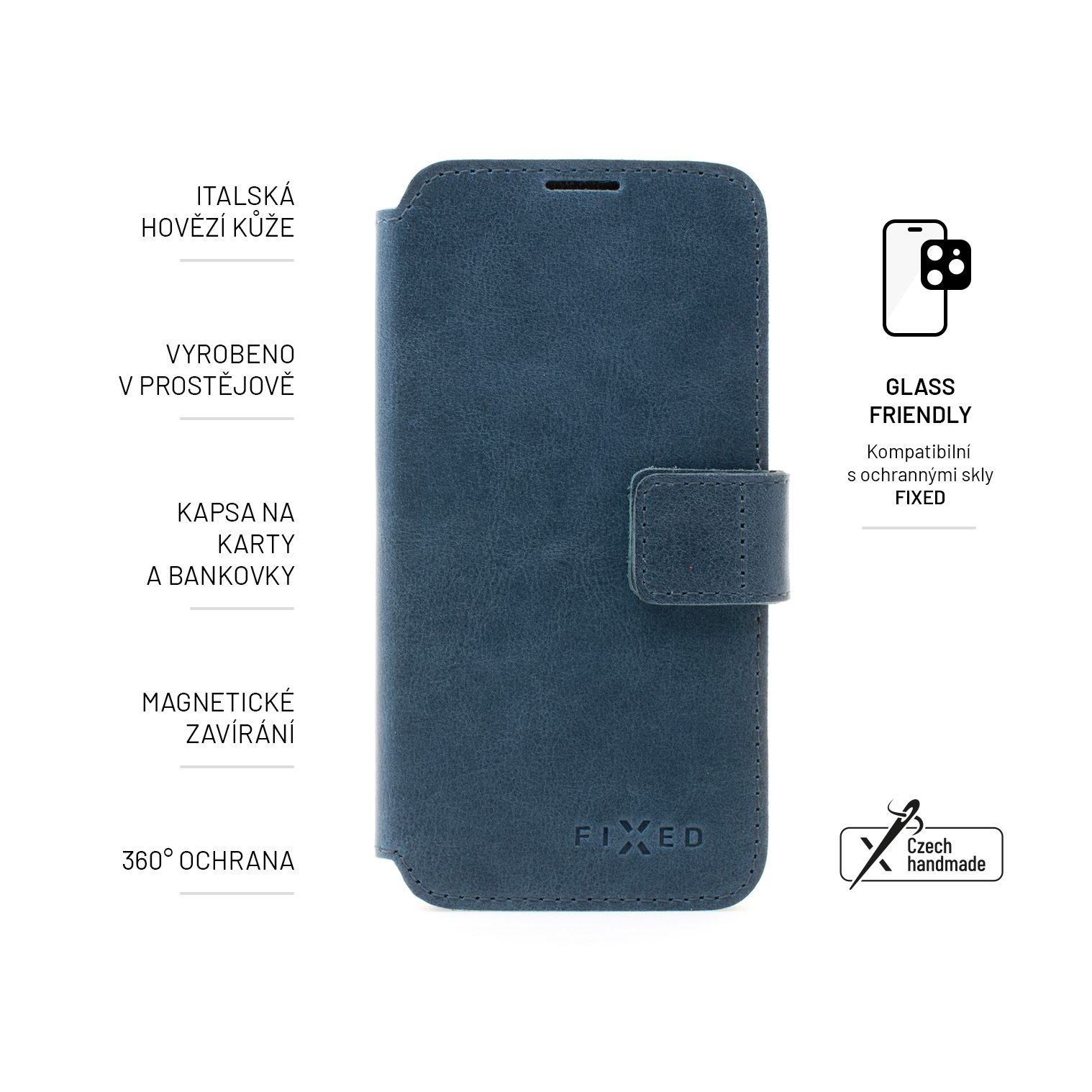 Kožené puzdro typu kniha FIXED ProFit pre Samsung Galaxy M53 5G, modré