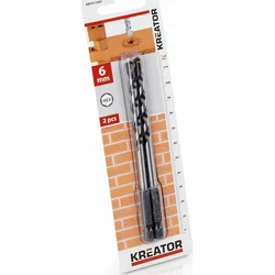 Kreator KRT011403 - 2 ks HEX Vrtáků do kamene a zdiva 6.0 x 120 mm