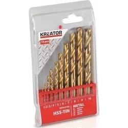Kreator KRT012102 - 10 ks vrtákov do kovu HSS TIN SET 1-10 mm