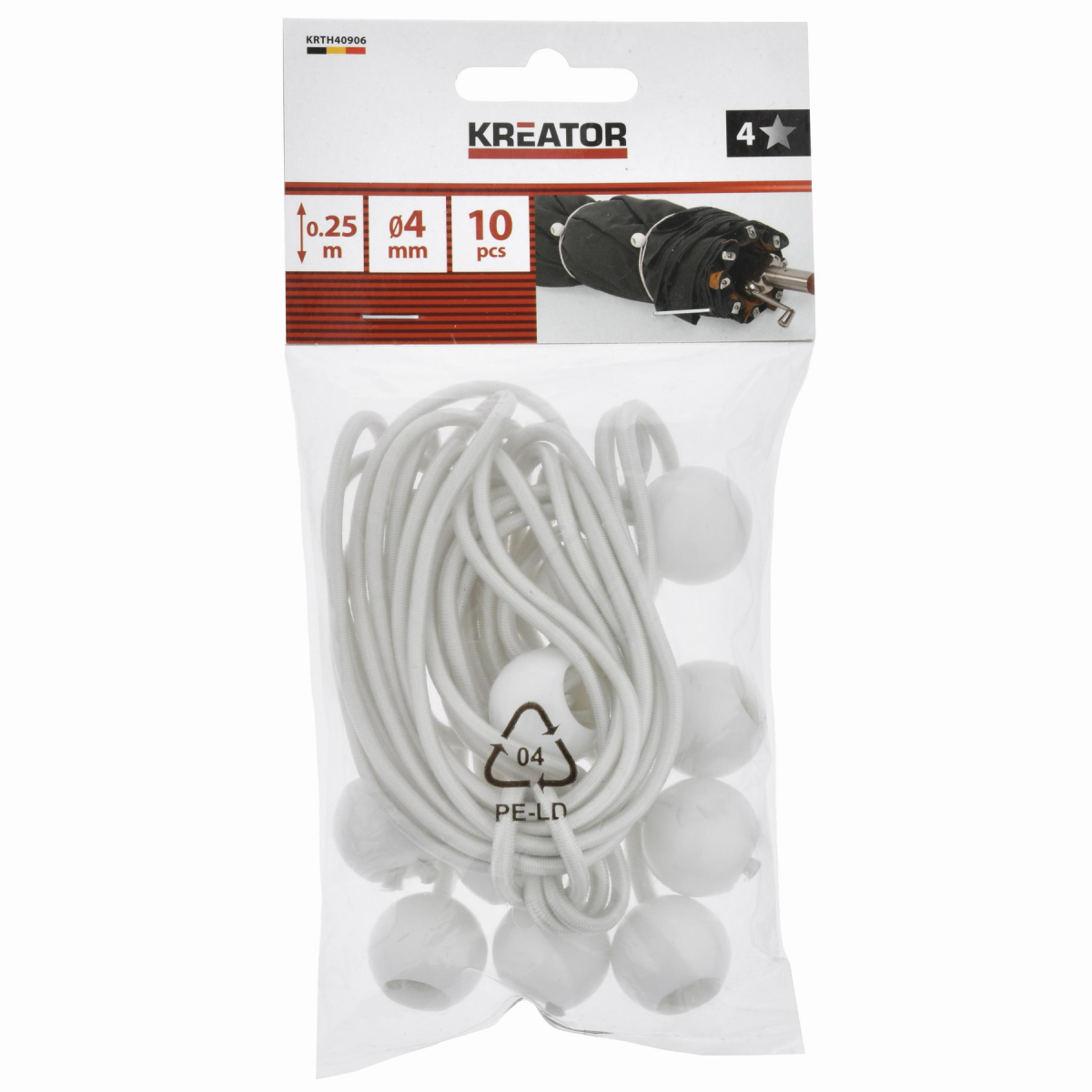 Kreator KRTH40906 - Upínacie gumičky s guličkou 4mm, 25cm 10ks