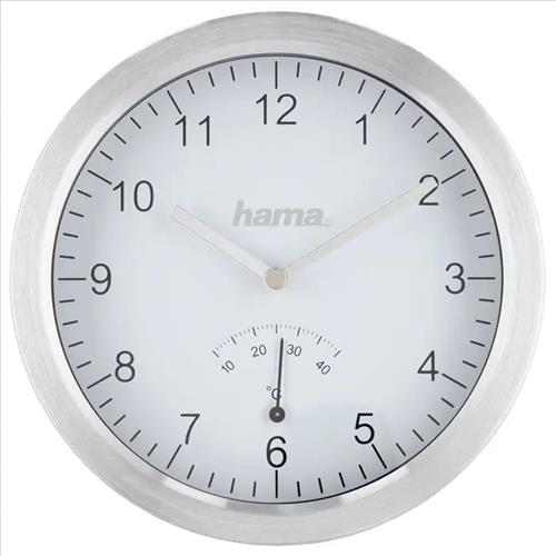Kúpeľňové hodiny Hama, s teplomerom, prísavky, hliníkový okraj