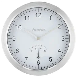 Kúpeľňové hodiny Hama, s teplomerom, prísavky, hliníkový okraj