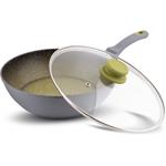 Lamart LT1196 WOK panvica s pokrievkou OLIVE, 28 cm