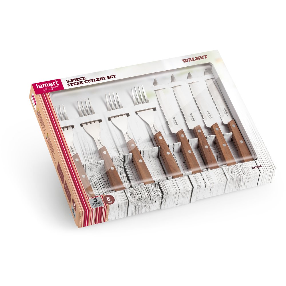 Lamart LT2062 8-dielna sada steakových príborov WALNUT