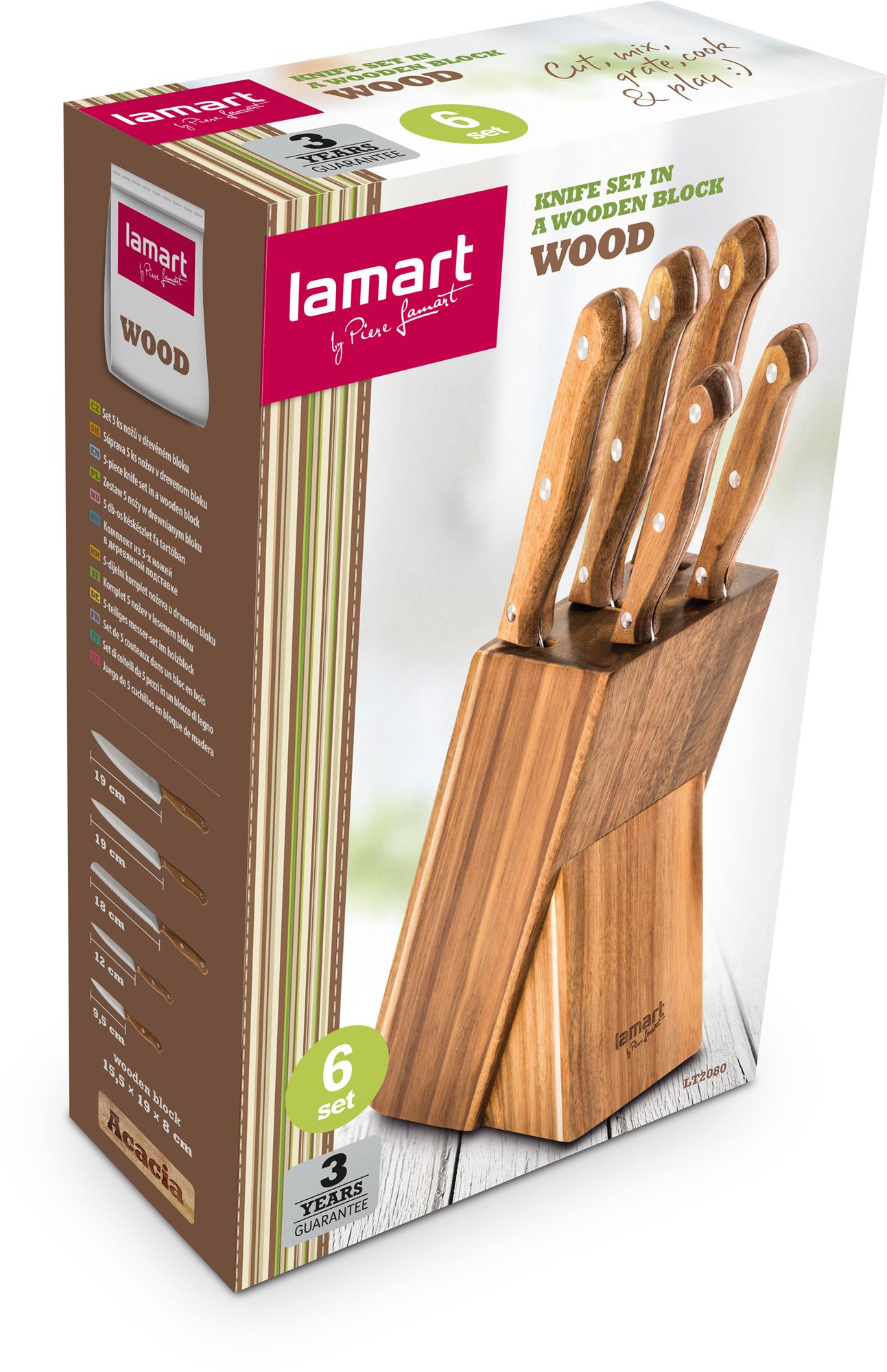 Lamart LT2080 5-dielna súprava nožov v bloku WOOD