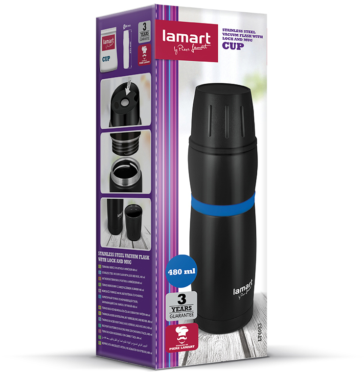 Lamart LT4053 Termoska CUP 480 ml, čierno-modrá