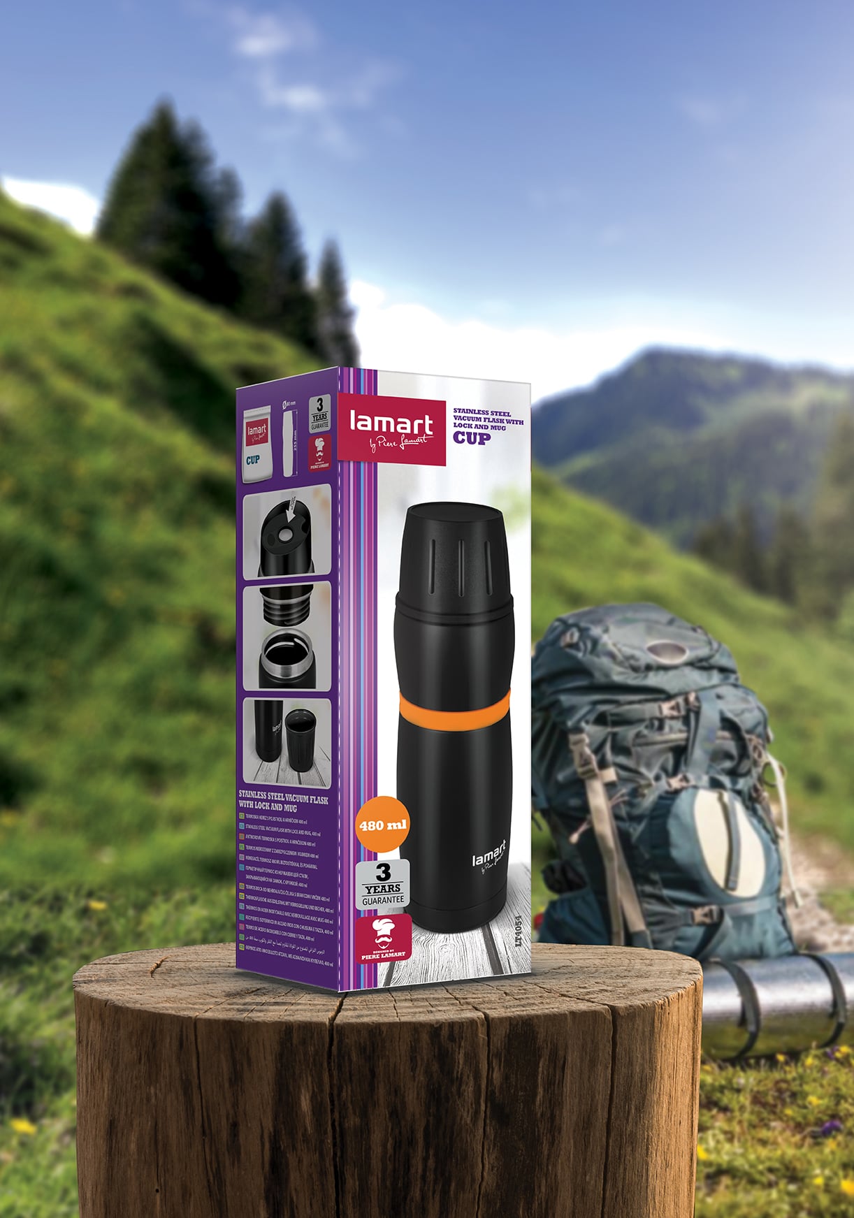 Lamart LT4054 Termoska CUP 480 ml, černo-oranžová