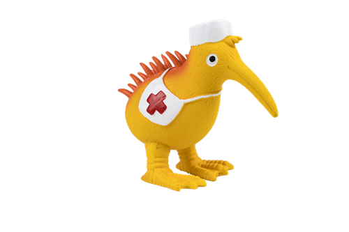 Latexová hračka Kiwi Walker Squeaky Nurse, veľkosť L 13 cm, oranžová