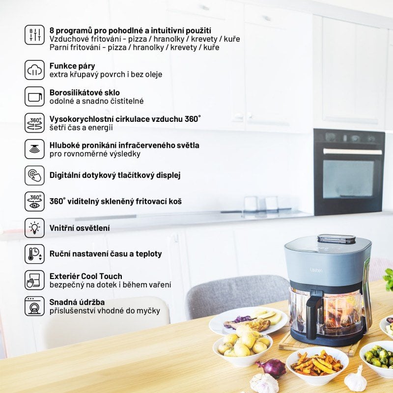 Lauben Glass & Steam Air Fryer 4500BG - horkovzdušná fritéza