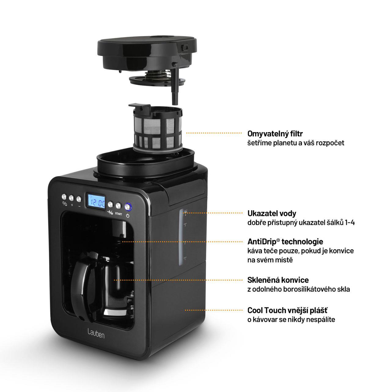 Lauben Grind&Drip Coffee Maker 600BB - překapávací kávovar