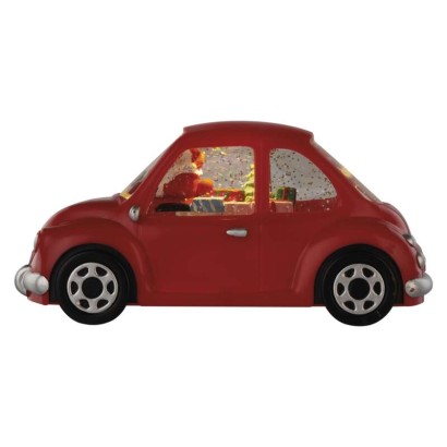 LED dekorácia - auto so Santom, 10 cm, 3x AA, vnútorná, teplá biela, časovač