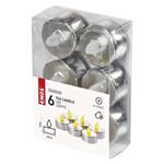LED dekorácia - čajová sviečka strieborná, CR2032, interiérová, vintage, 6 ks