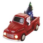 LED dekorácia - Santa v aute s vianočnými stromčekmi, 10 cm, 3x AA, vnútorná, viacfarebná