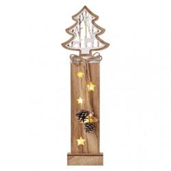 LED drevený vianočný stromček, 48 cm, 2x AA, vnútorný, teplá biela, časovač