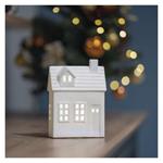 LED keramický domeček, 18 cm, 1x CR2032, vnitřní, teplá bílá, časovač