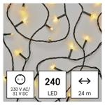 LED vánoční řetěz, 24 m, venkovní i vnitřní, teplá bílá, programy