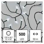 LED vánoční řetěz, 50 m, venkovní i vnitřní, studená bílá, programy, časovač