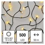 LED vánoční řetěz, 50 m, venkovní i vnitřní, teplá bílá, programy, časovač