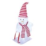 LED vánoční sněhulák s čepicí a šálou, 46 cm, venkovní i vnitřní, studená bílá