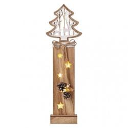 LED vánoční strom dřevěný, 48 cm, 2x AA, vnitřní, teplá bílá, časovač