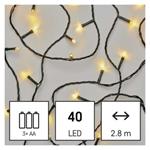 LED vianočná reťaz, 2,8 m, 3x AA, vnútorná a vonkajšia, teplá biela, časovač