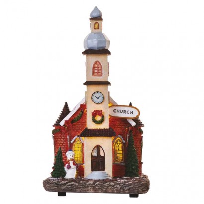 LED vianočný kostol, 17,5 cm, 3x AA, vnútorný, teplá biela