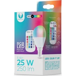 LED žárovka Forever E14 G45 RGB 5W s dálkovým ovládáním bílá