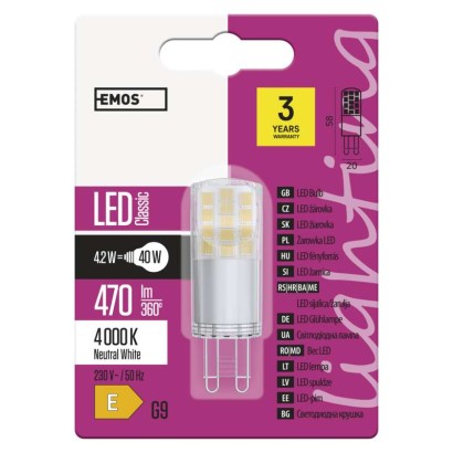 LED žiarovka Classic JC 4,2W G9 neutrálna biela