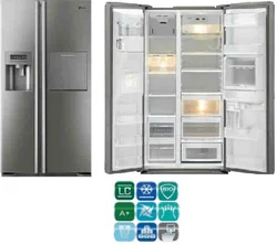 LG Americká Chladnička GS7161AEAV nerez, A+, 372l/173l, Multi Air Flow, dotyk. LED display, automat na vodu