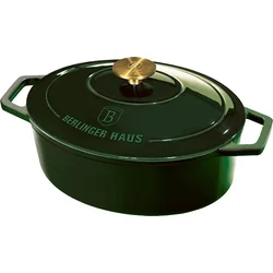 Liatinový pekáč BerlingerHaus Emerald Collection s vekom, 32 x 23 cm