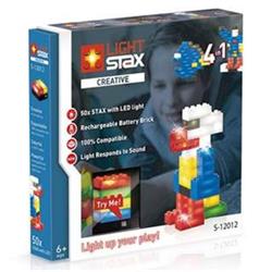 LIGHT STAX Creative Set V2 - LEGO®, 50 barevných kostek, základna