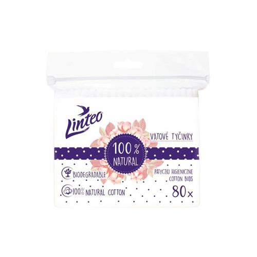 Linteo Papírové vatové tyčinky 100% natural 80 ks v sáčku