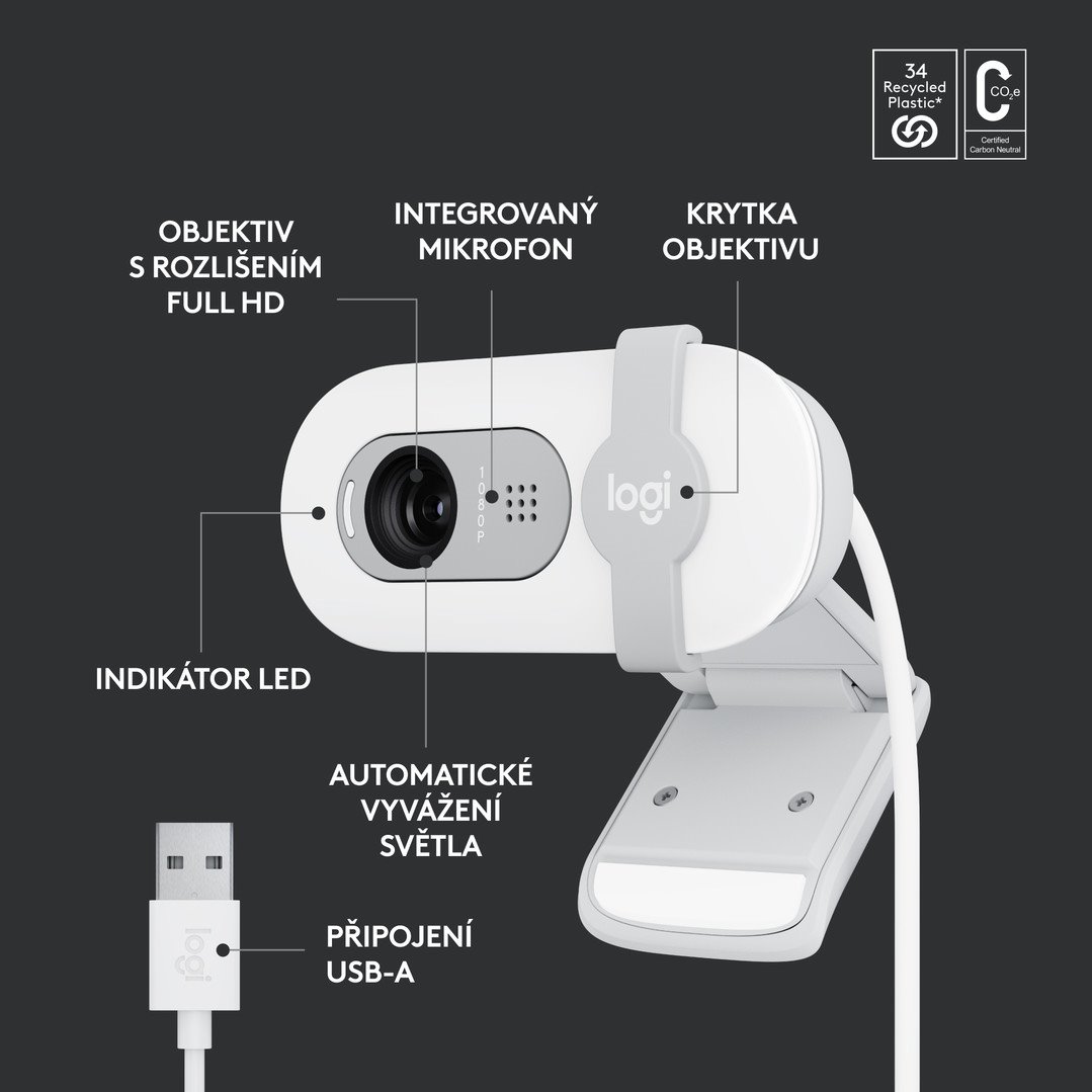 Logitech Brio 100, biela