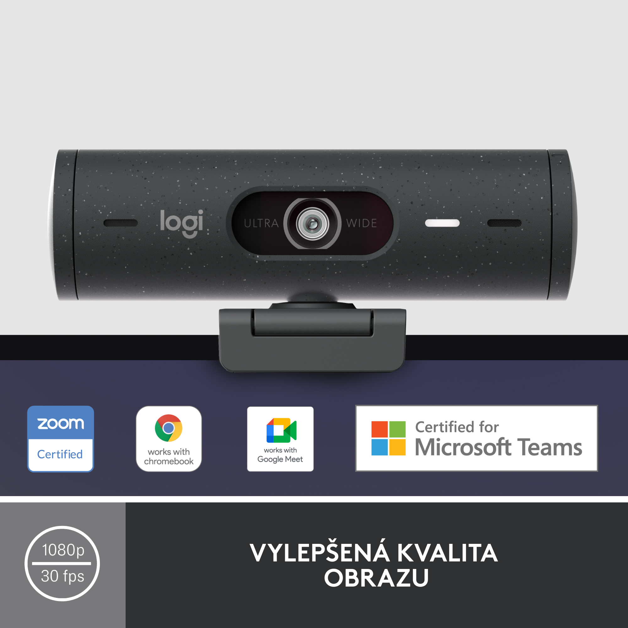 Logitech BRIO 500, Full HD webová kamera, grafitová