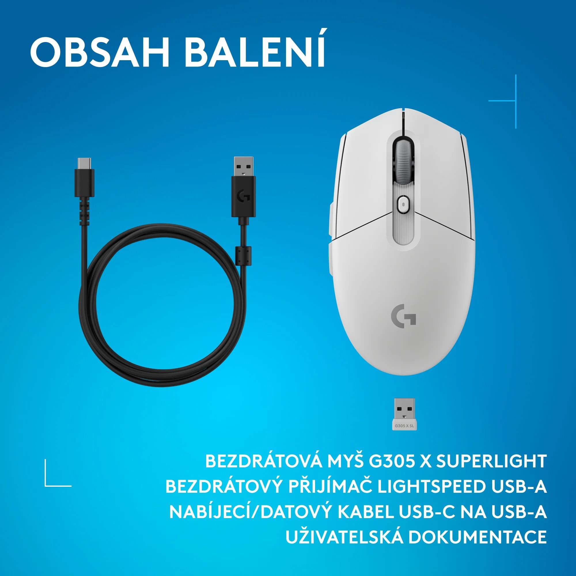 Logitech G305 X SUPERLIGHT, bílá